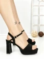 Sandale Dama cu Toc Gros si Platforma GH2477 BLACK | FESTISIMO