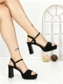Sandale Dama cu Toc Gros si Platforma GH2477 BLACK | FESTISIMO