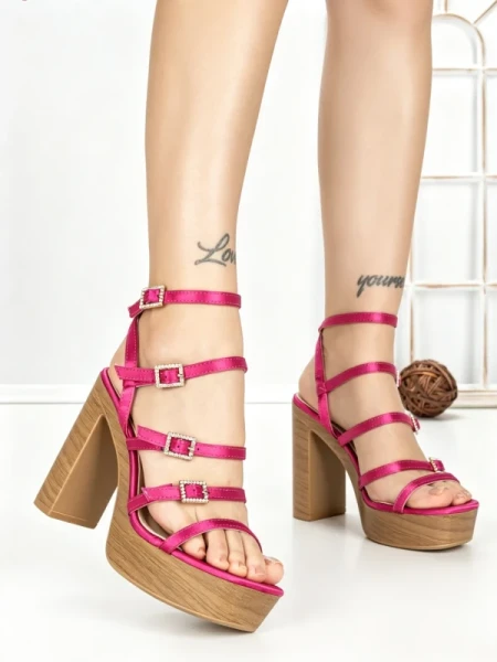 Sandale Dama cu Toc Gros si Platforma Y328-52 FUCSIA | FESTISIMO
