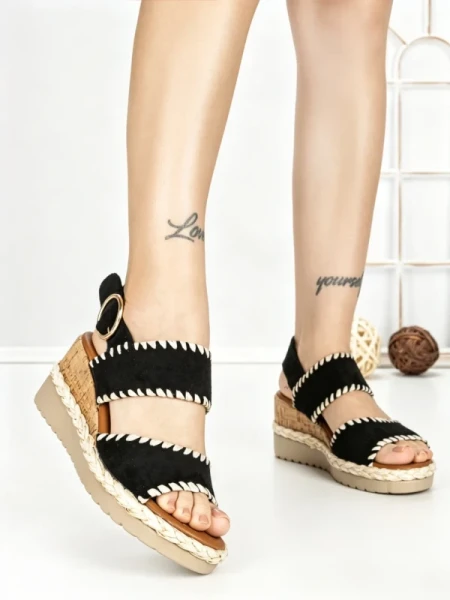 Sandale Dama cu Platforma 22-337 BLACK | STEPHAN