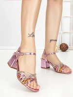Sandale Dama cu Toc Gros 11-2 PINK | STEPHAN