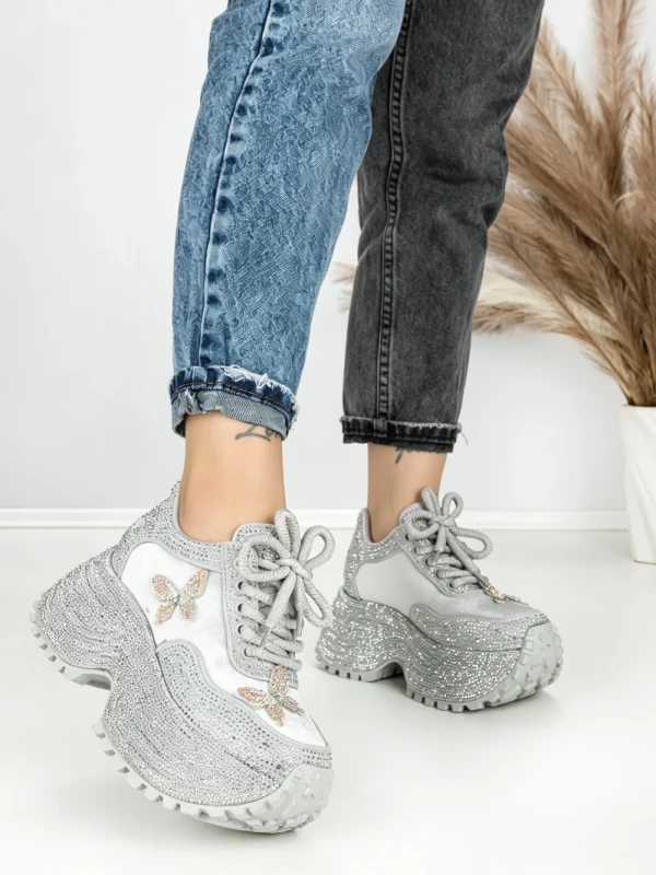 Pantofi Sport Dama cu Platforma 3603-3 GREY | MEI