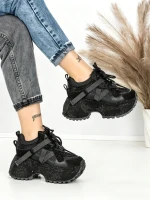 Pantofi Sport Dama cu Platforma 6580-7 BLACK | MEI