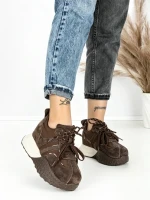 Pantofi Sport Dama cu Platforma 3A1-1 DARK BROWN | MEI