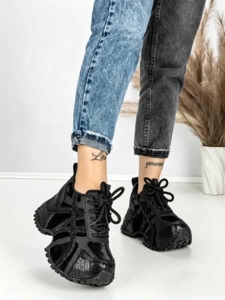 Pantofi Sport Dama cu Platforma 3602 BLACK | MEI
