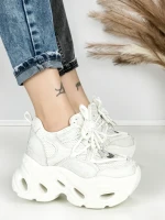 Pantofi Sport Dama cu Platforma 3606-1 WHITE | MEI