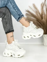 Pantofi Sport Dama cu Platforma 3606-1 WHITE | MEI