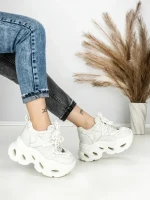Pantofi Sport Dama cu Platforma 3606-1 WHITE | MEI