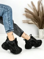 Pantofi Sport Dama cu Platforma 6580-5 BLACK | MEI