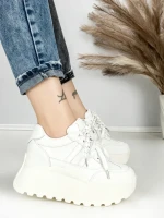 Pantofi Sport Dama cu Platforma 3570 WHITE | MEI