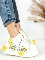 Pantofi Sport Dama din piele naturala 719-3 YELLOW | PANTOFUL