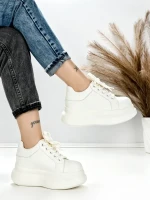 Pantofi Sport Dama din piele naturala 719-1 WHITE | PANTOFUL