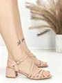 Sandale Dama cu Toc Gros BE-6009 PINK | BEUE SHOES