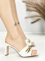 Papuci Dama cu Toc BE-9033 WHITE | BEUE SHOES