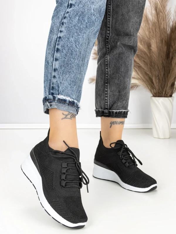 Pantofi Sport Dama cu Platforma P38 BLACK-WHITE | EMAS