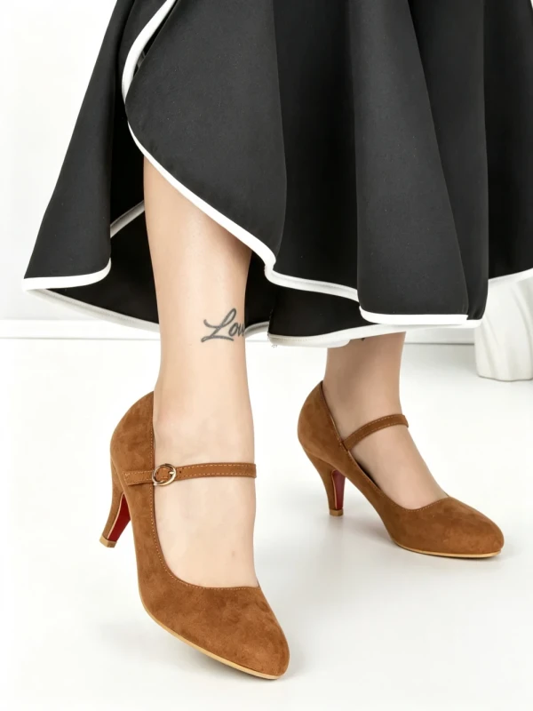 Pantofi cu Toc J-30 CAMEL | CHERIE