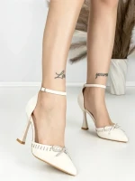 Sandale Dama cu Toc Subtire 6DC8 BEIGE | MEI