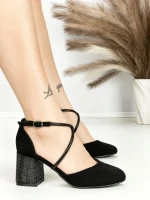 Sandale Dama cu Toc Gros 6XKK19 ALL BLACK | MEI