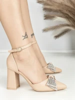 Sandale Dama cu Toc Gros 6XKK21 BEIGE | MEI