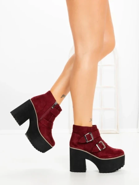 Botine cu Toc Gros 8603B BURDEOS | STEPS HIGHER