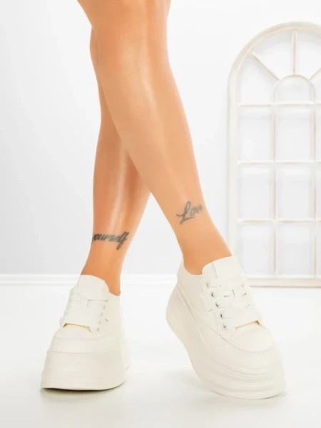 Pantofi Sport Dama cu Platforma 8668-16 WHITE | MEI