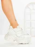 Pantofi Sport Dama cu Platforma 6668-3 WHITE | MEI