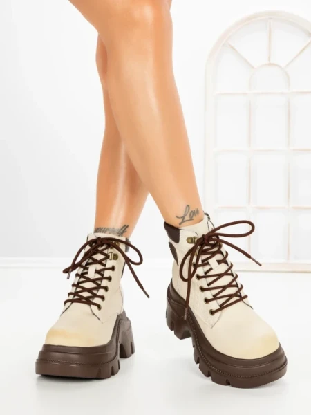 Ghete Dama cu Platforma 8501-3 BEIGE | MEI