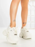 Pantofi Sport Dama cu Platforma 7917-116 WHITE | MEI