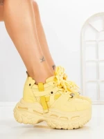 Pantofi Sport Dama cu Platforma 7917-116 YELLOW | MEI
