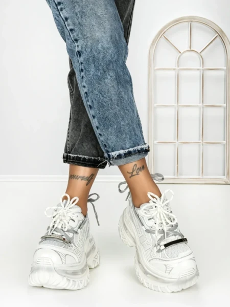 Pantofi Sport Dama cu Platforma 7917-129 SILVER | MEI