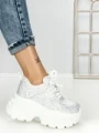 Pantofi Sport Dama cu Platforma 3605-8 WHITE | MEI