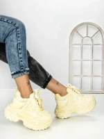 Pantofi Sport Dama cu Platforma 7917-121 YELLOW | MEI