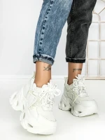 Pantofi Sport Dama cu Platforma 3606 WHITE | MEI