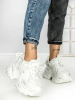 Pantofi Sport Dama cu Platforma 3605-13 WHITE | MEI