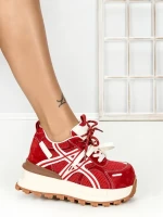 Pantofi Sport Dama din piele naturala 3651 RED | PANTOFUL