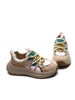 Pantofi Sport Dama din piele naturala HW9256-1 APRICOT-GREEN | FRANCO GERARDO
