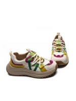 Pantofi Sport Dama din piele naturala HW9256-1 CREAM-GREEN | FRANCO GERARDO