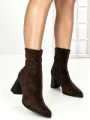 Botine cu Toc Gros 6GS11 DARK BROWN | MEI
