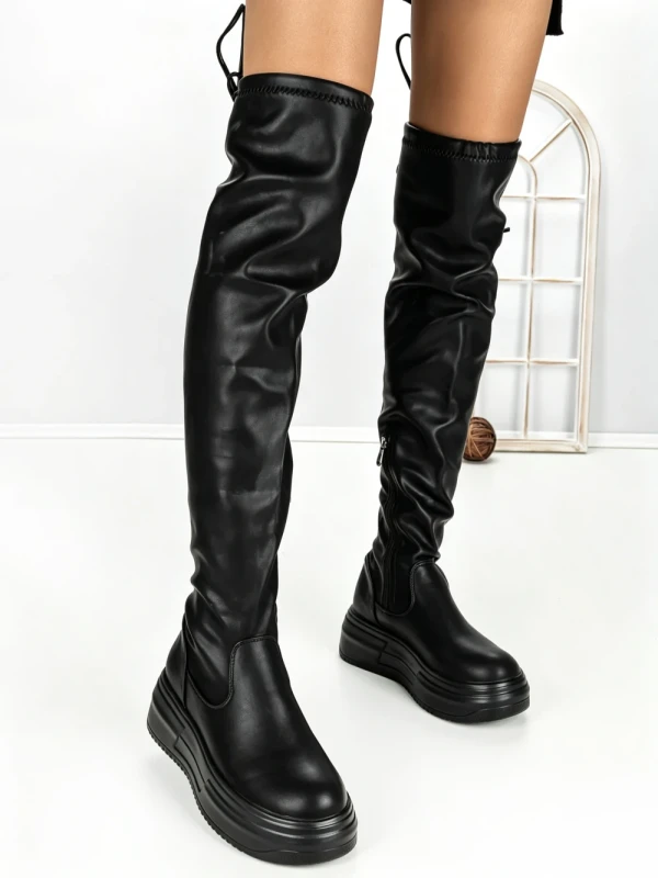 Cizme Dama cu Platforma 68WL28 BLACK | MEI