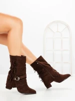 Botine cu Toc Gros 6AH32 BROWN | MEI