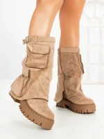 Ghete Dama cu Platforma 6AH27 KHAKI | MEI