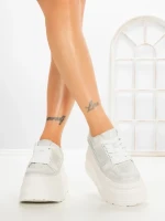 Pantofi Sport Dama cu Platforma 6208-9 WHITE | MEI