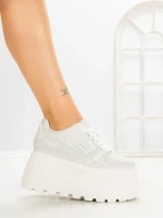 Pantofi Sport Dama cu Platforma 6208-9 WHITE | MEI
