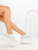 Pantofi Sport Dama cu Platforma 6208-9 WHITE | MEI