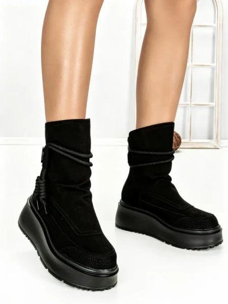 Ghete Dama din piele naturala 6ZP10 BLACK | PANTOFUL