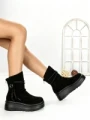 Ghete Dama din piele naturala 6ZP10 BLACK | PANTOFUL