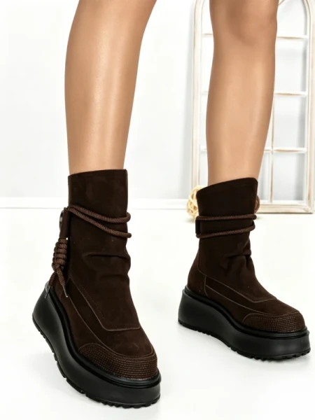 Ghete Dama din piele naturala 6ZP10 BROWN | PANTOFUL