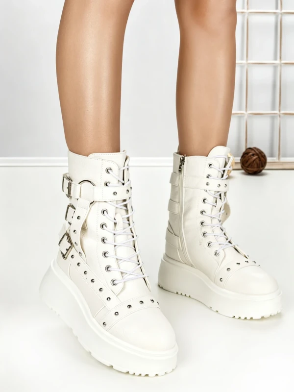 Ghete Dama cu Platforma 6ZP6 WHITE | MEI