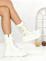 Ghete Dama cu Platforma 6ZP6 WHITE | MEI