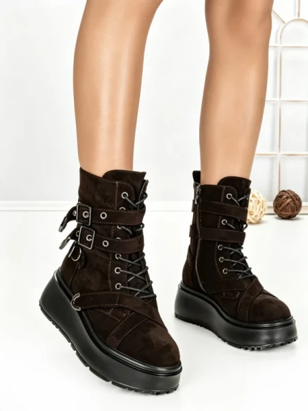 Ghete Dama cu Platforma 6ZP8 BROWN | MEI